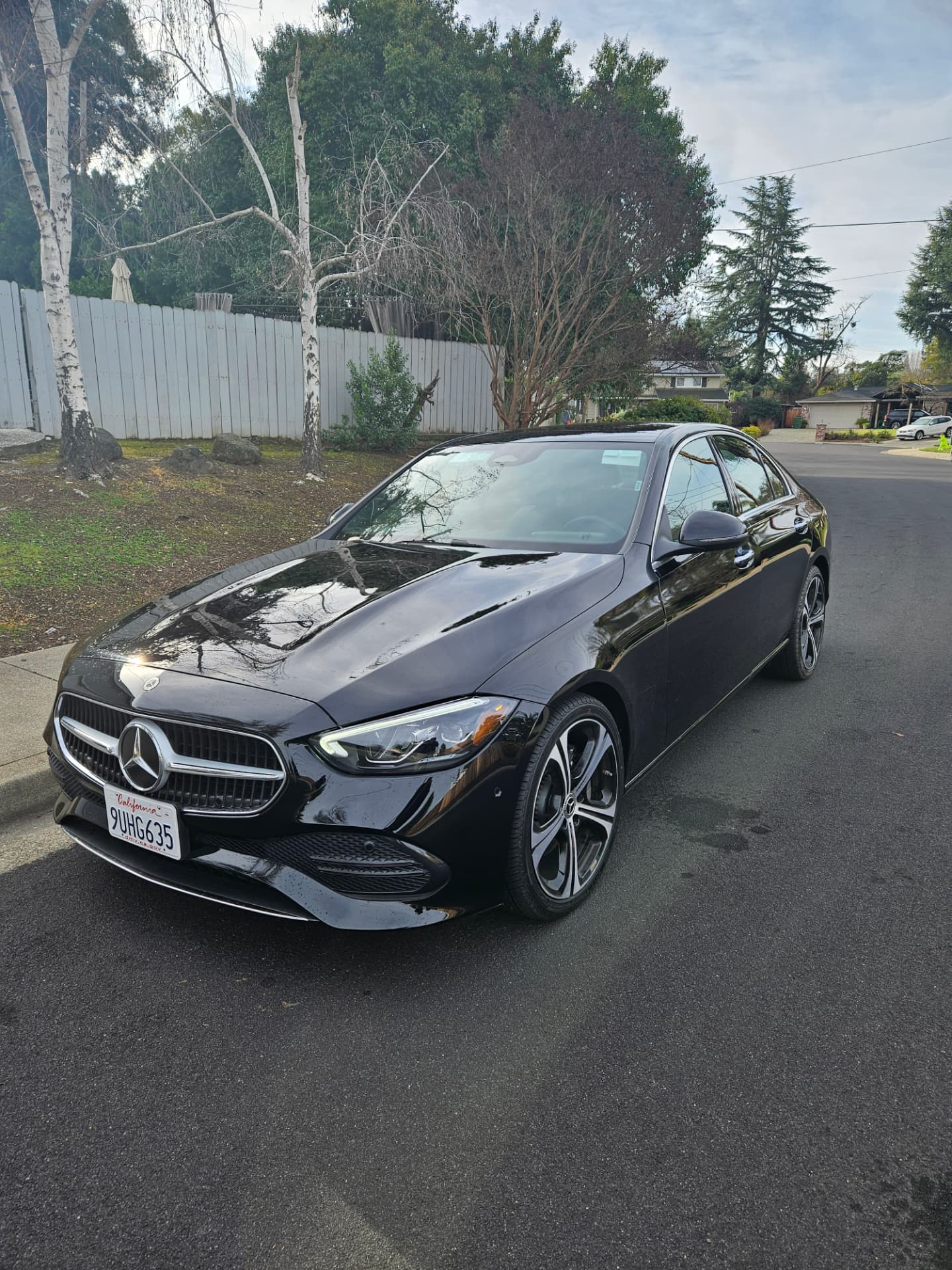 Black Mercedes sedan with a freshly detailed, glossy finish